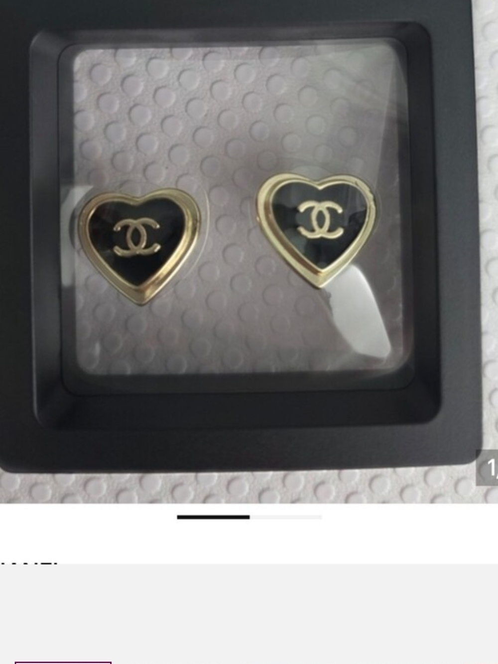 CHANEL Gold-Tone and Black Heart CC Stud Earrings